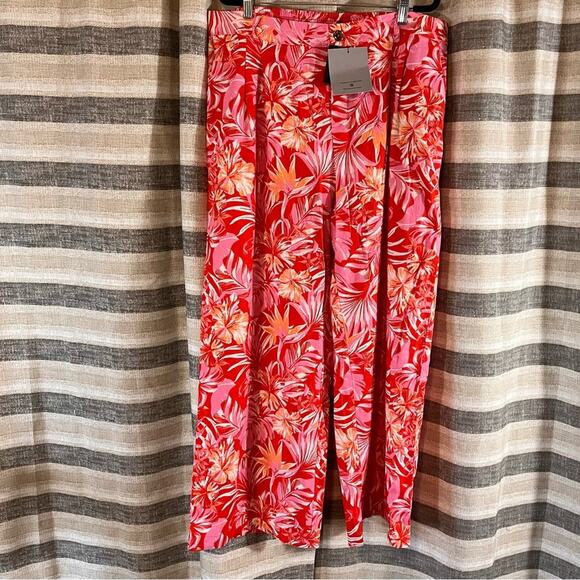 Marc New‎ York Pink And Red Floral Linen Blend Pants Size XL - Picture 1 of 10